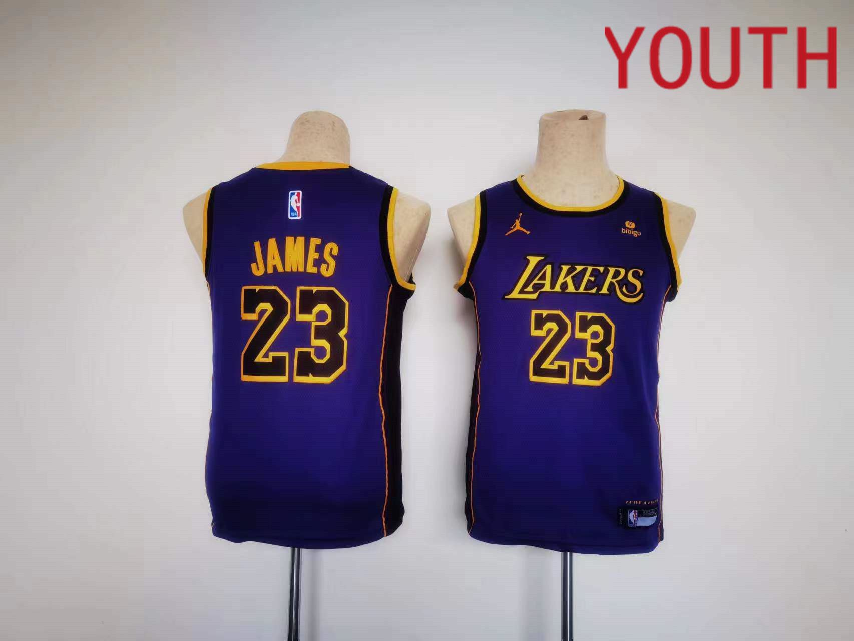 Youth Los Angeles Lakers 23 James Jordan Brand Purple 2023 Swingman NBA Jersey